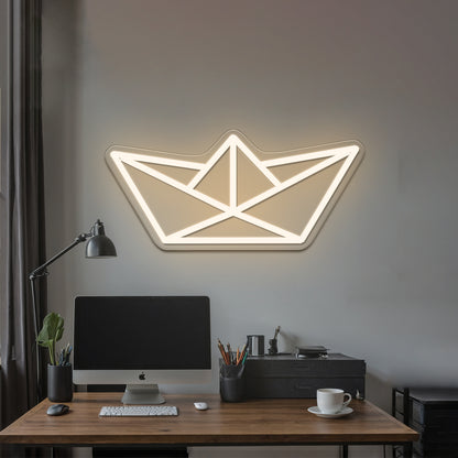 Paper Sailboat Neon Sign Wall Art