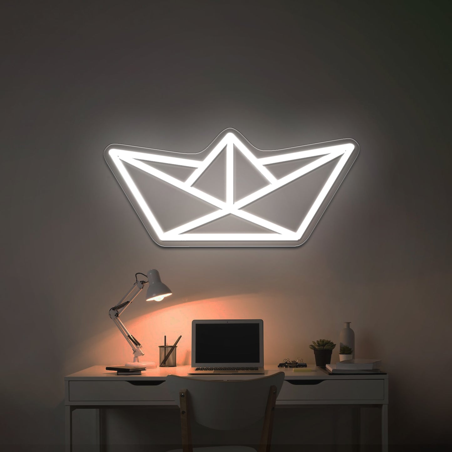 Paper Sailboat Neon Sign Wall Art