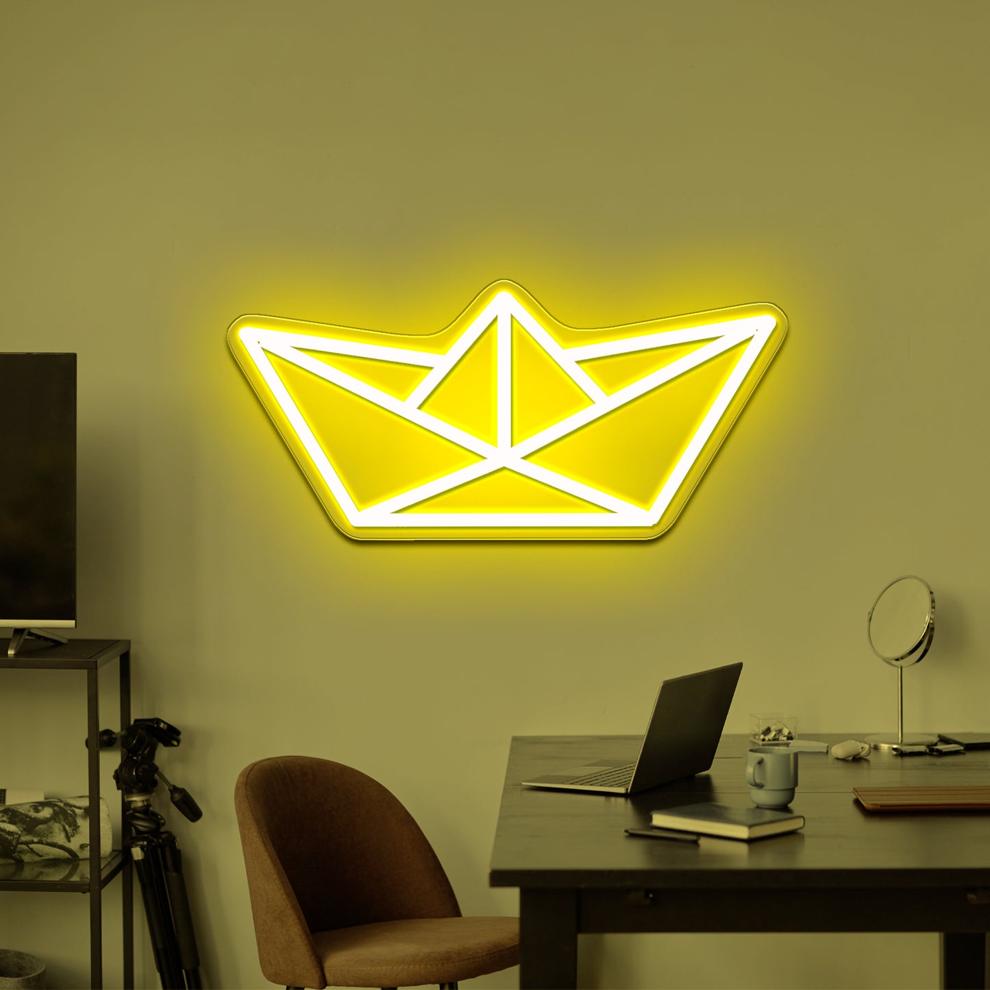 Paper Sailboat Neon Sign Wall Art