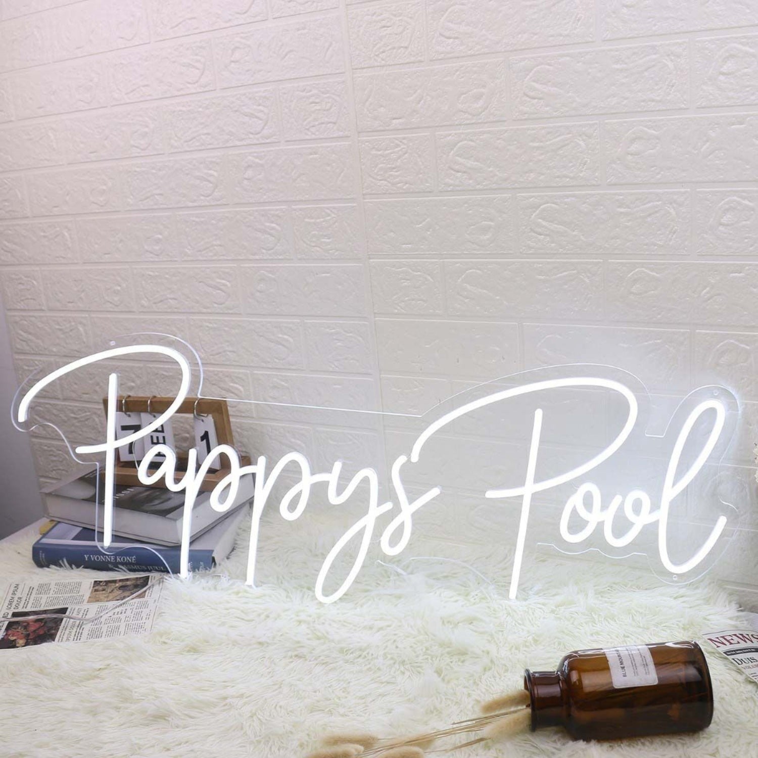 Pappys Pool White Led Neon Sign - Shineneon