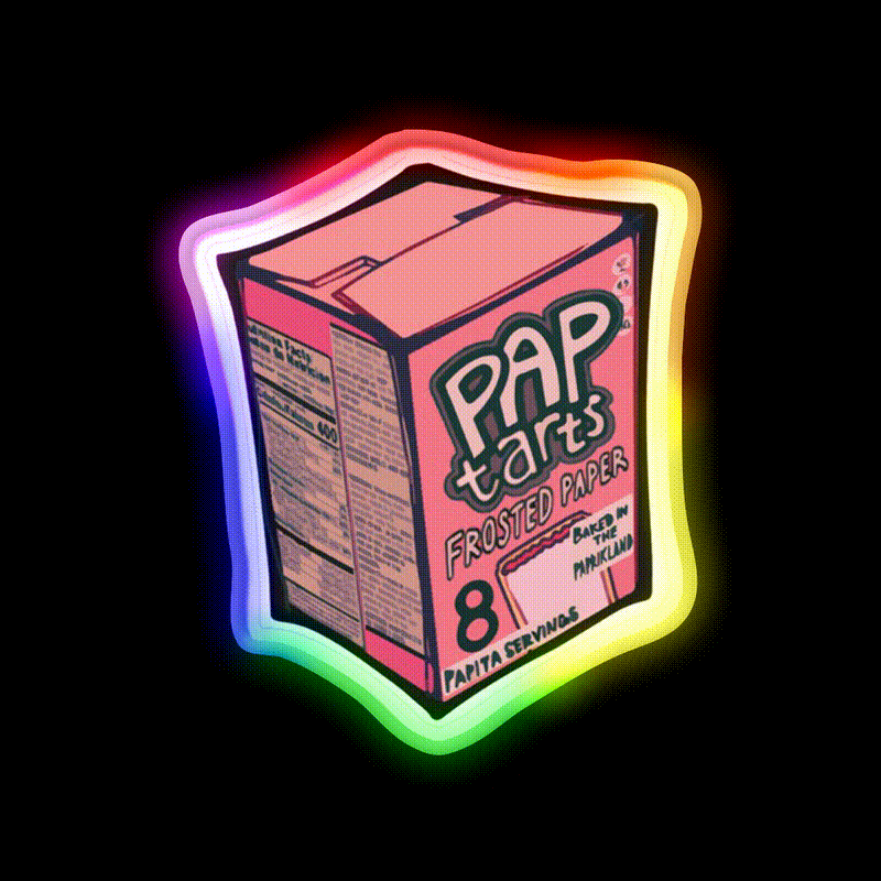 Paptarts Snack Food Led Neon Sign Rgb Color - LED neon sign close-up detail