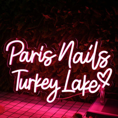 Paris Nails Turkey Lake Red Led Neon Sign - Shineneon