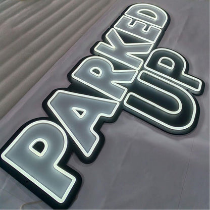 Parked Up 3D Frontlit And Backlit Channel Letter Led Light Sign - Shineneon