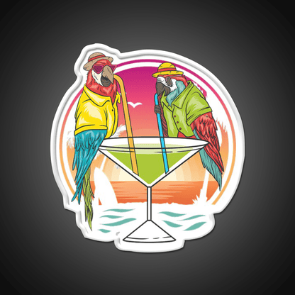 Parrots Drinking Margarita On Summer Vacation Party Drink Tequila Led Neon Sign Rgb Color - Shineneon