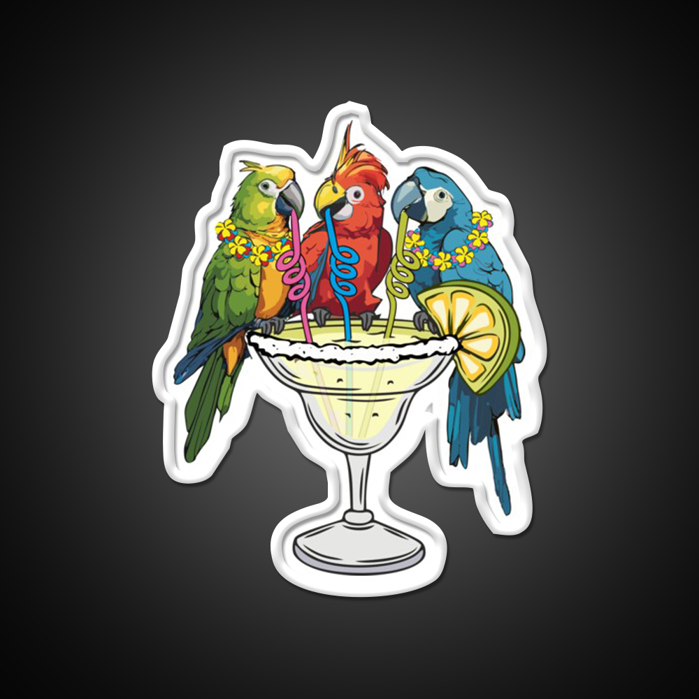 Parrots Drinking Margarita Vibe Cocktail Bar Decor Led Neon Sign Rgb Color - LED neon sign view 11