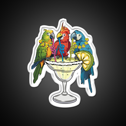 Parrots Drinking Margarita Vibe Cocktail Bar Decor Led Neon Sign Rgb Color - LED neon sign view 11