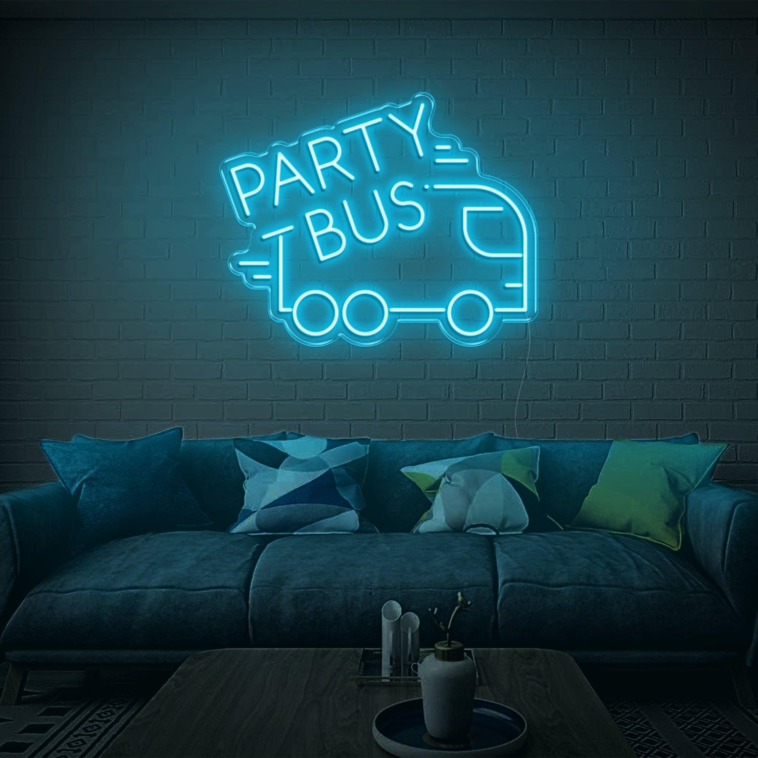Party Bus White Led Neon Sign Modern Graphic Text Design For Home Decor | Shineneon