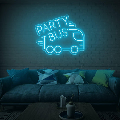 Party Bus White Led Neon Sign Modern Graphic Text Design For Home Decor | Shineneon