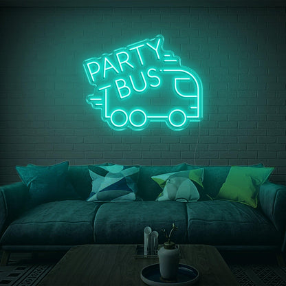 Party Bus White Led Neon Sign Modern Graphic Text Design For Home Decor | Shineneon