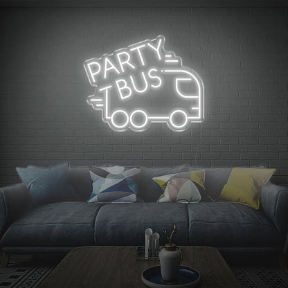 Party Bus White Led Neon Sign Modern Graphic Text Design For Home Decor | Shineneon