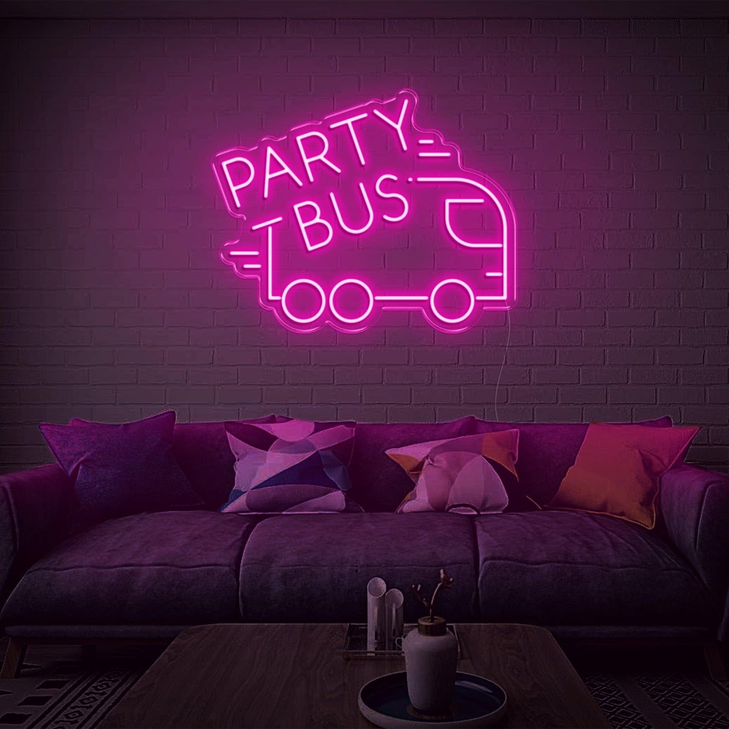 Party Bus White Led Neon Sign Modern Graphic Text Design For Home Decor | Shineneon