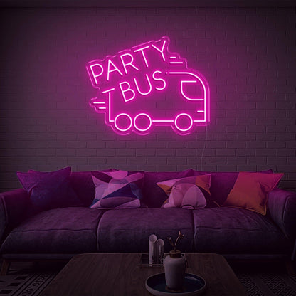 Party Bus White Led Neon Sign Modern Graphic Text Design For Home Decor | Shineneon