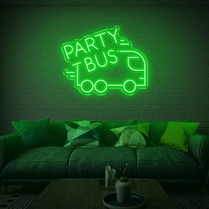 Party Bus White Led Neon Sign Modern Graphic Text Design For Home Decor | Shineneon