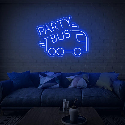 Party Bus White Led Neon Sign Modern Graphic Text Design For Home Decor | Shineneon