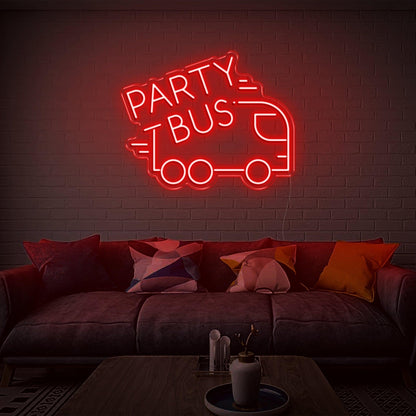 Party Bus White Led Neon Sign Modern Graphic Text Design For Home Decor | Shineneon