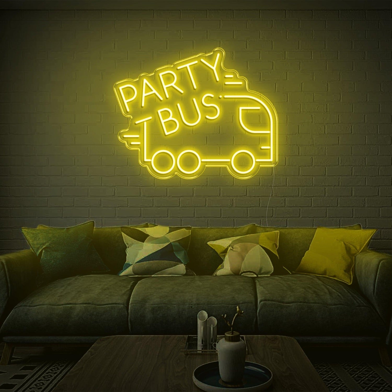 Party Bus White Led Neon Sign Modern Graphic Text Design For Home Decor | Shineneon