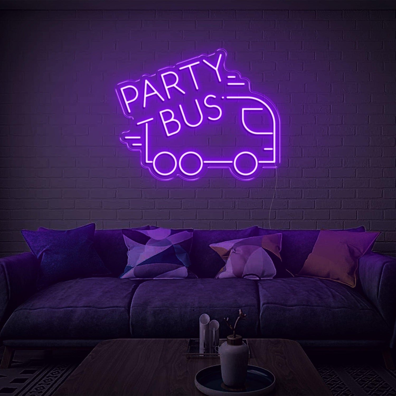 Party Bus White Led Neon Sign Modern Graphic Text Design For Home Decor | Shineneon