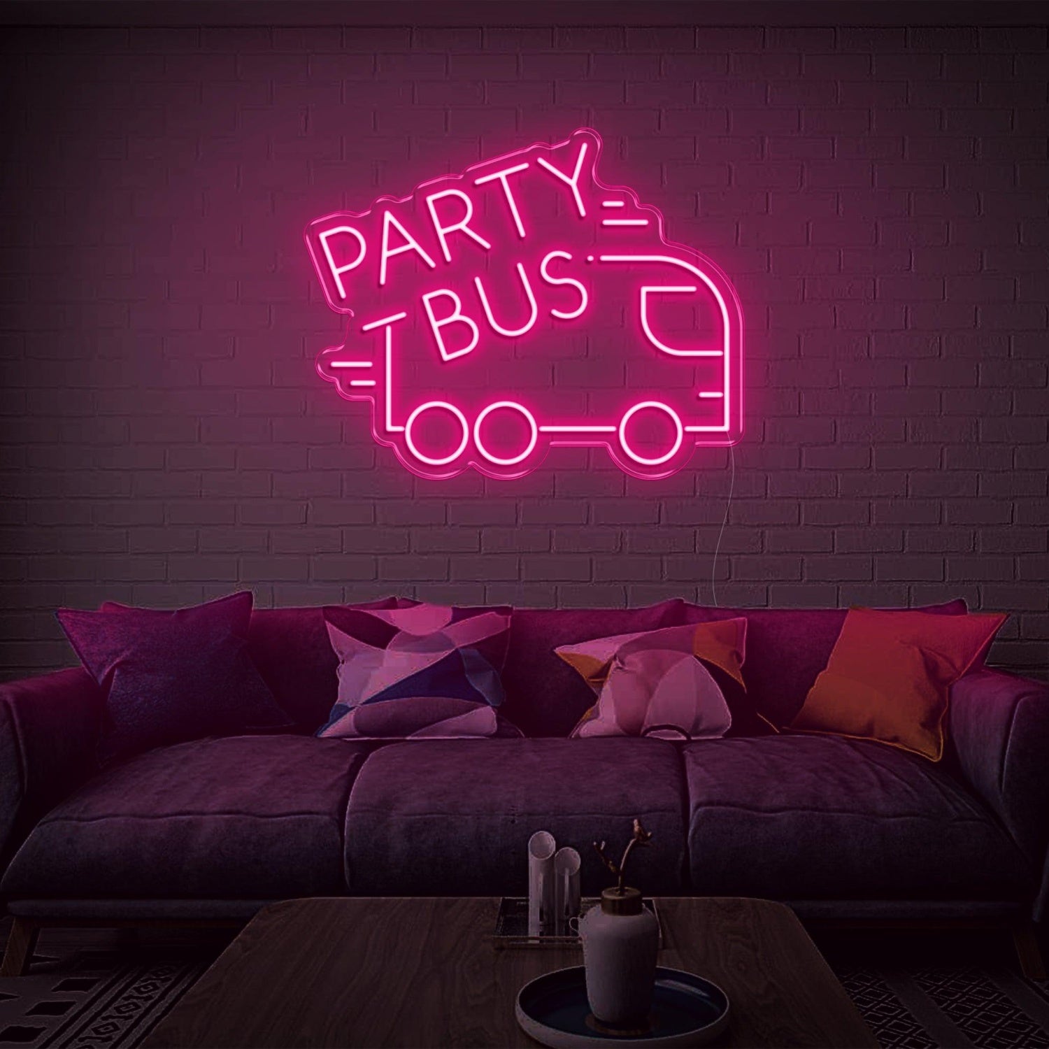 Party Bus White Led Neon Sign Modern Graphic Text Design For Home Decor | Shineneon