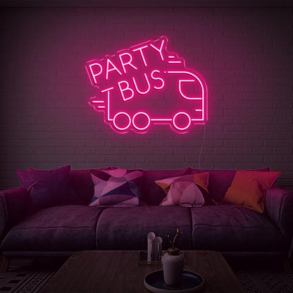 Party Bus White Led Neon Sign Modern Graphic Text Design For Home Decor | Shineneon