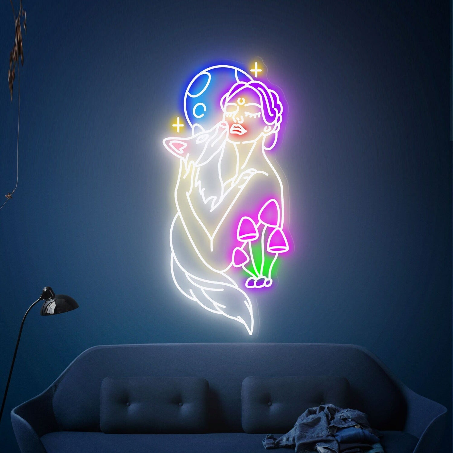 Party Fox In The Arms Of A Beautiful Woman Led Neon Sign | Shineneon