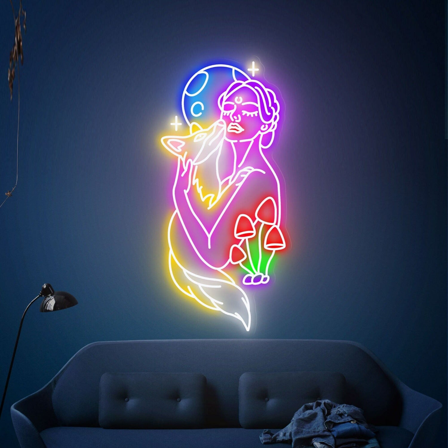 Party Fox In The Arms Of A Beautiful Woman Led Neon Sign | Shineneon