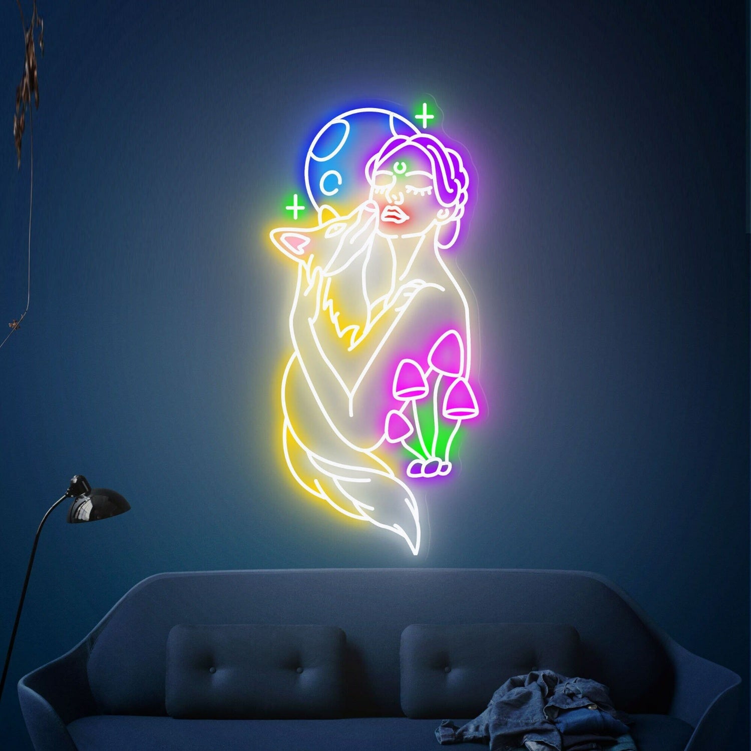 Party Fox In The Arms Of A Beautiful Woman Led Neon Sign | Shineneon