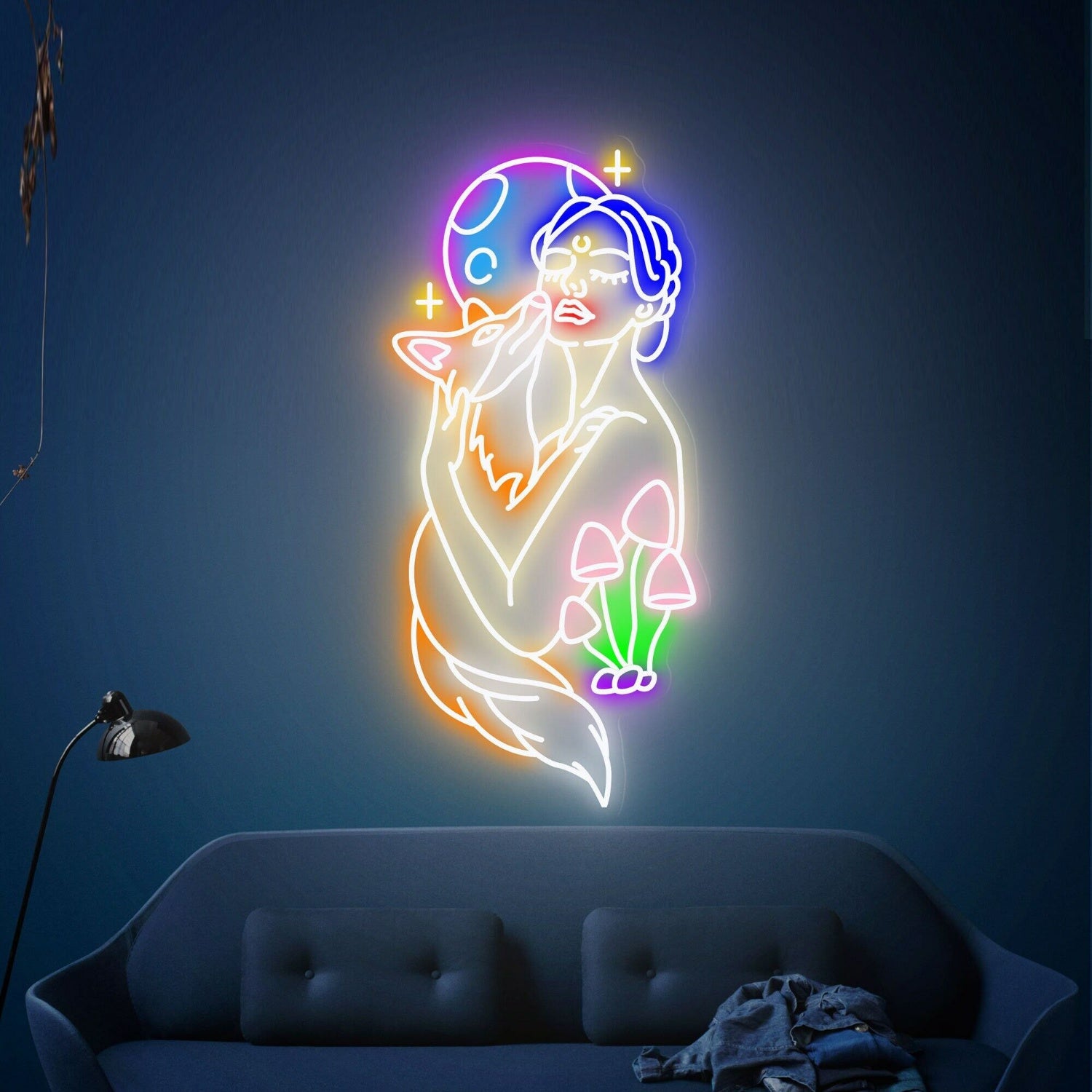 Party Fox In The Arms Of A Beautiful Woman Led Neon Sign | Shineneon
