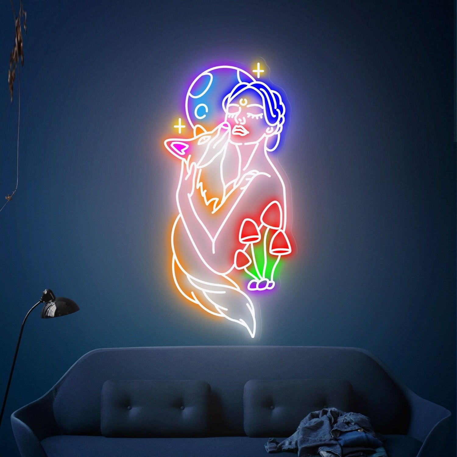 Party Fox In The Arms Of A Beautiful Woman Led Neon Sign | Shineneon