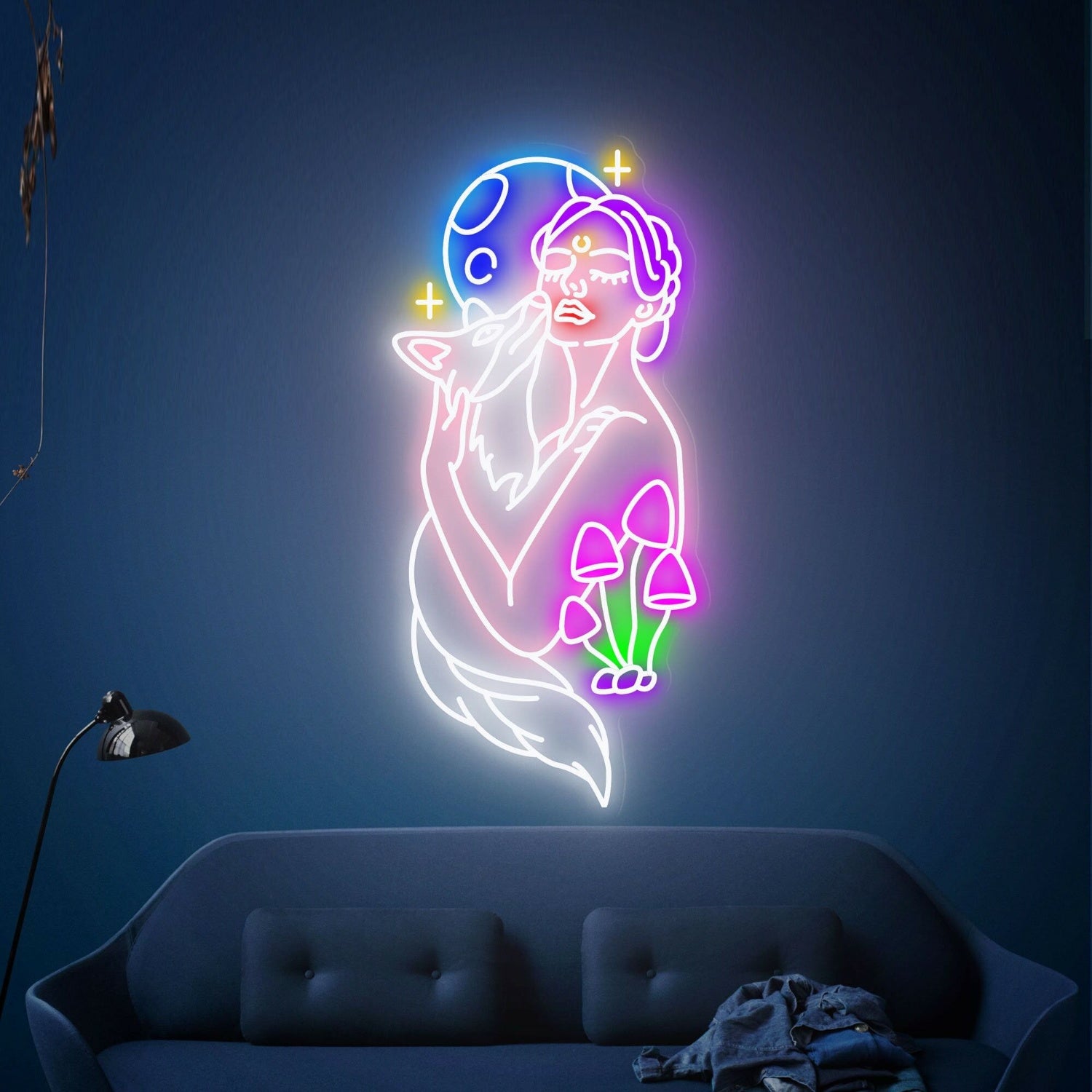 Party Fox In The Arms Of A Beautiful Woman Led Neon Sign | Shineneon
