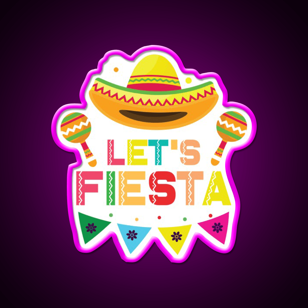 Party Lets Fiesta Maracas Sombrero Taco Led Neon Sign Rgb Color - Shineneon