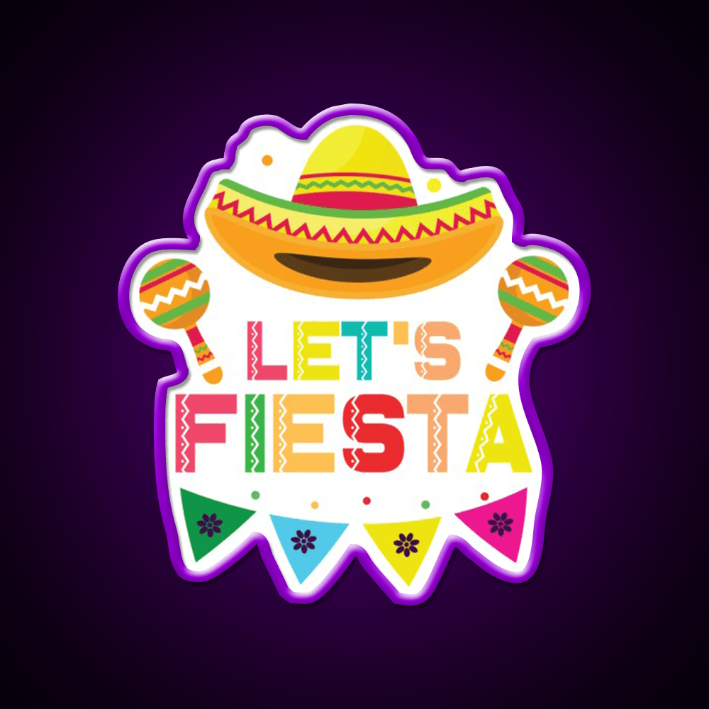 Party Lets Fiesta Maracas Sombrero Taco Led Neon Sign Rgb Color - Shineneon