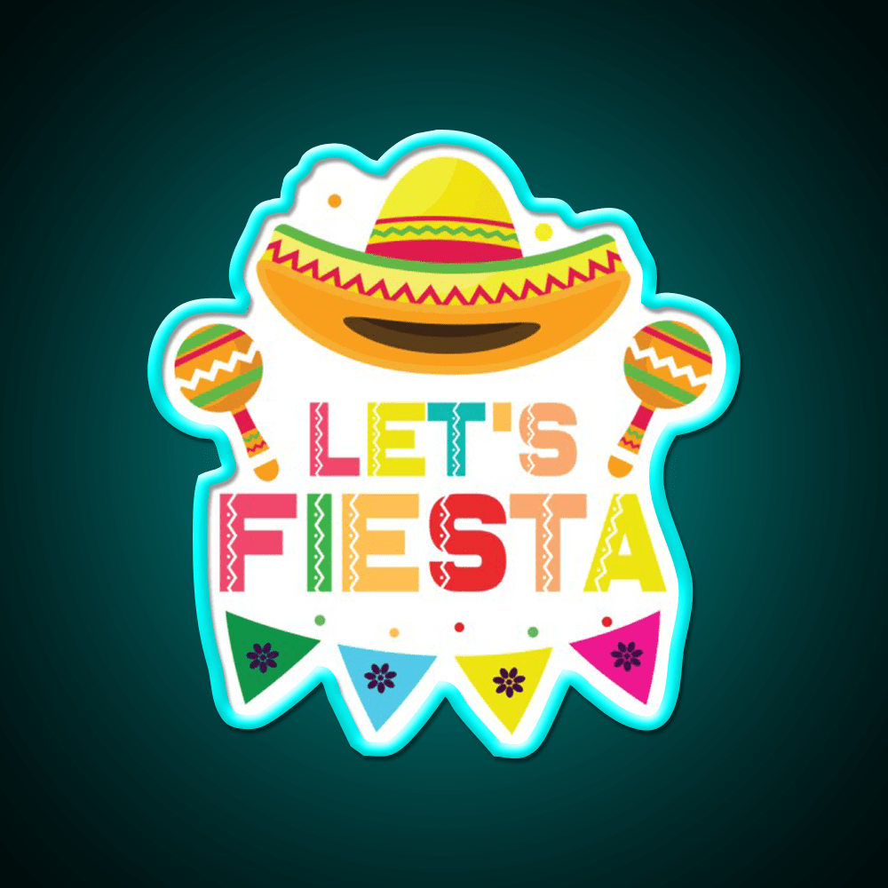 Party Lets Fiesta Maracas Sombrero Taco Led Neon Sign Rgb Color - Shineneon