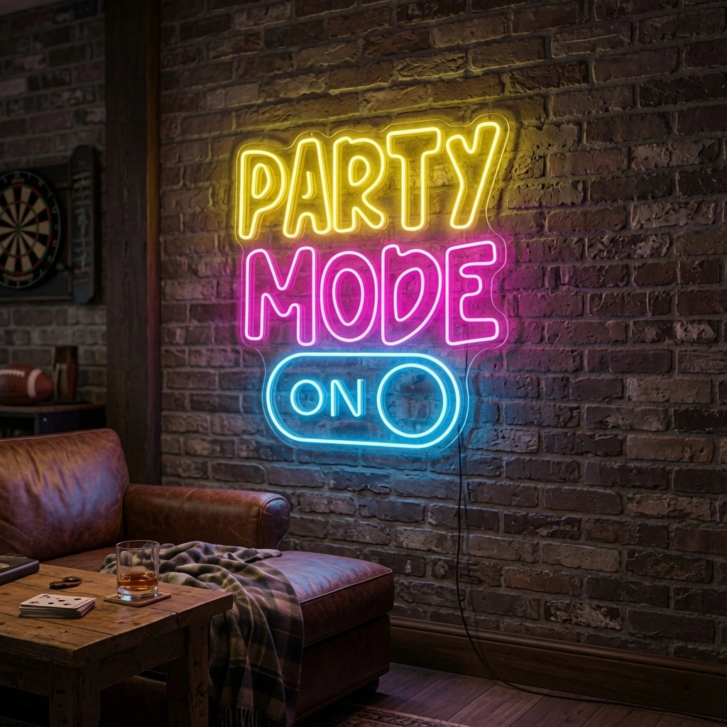 Party Mode Wall Decor LED Neon Sign - 03 Real Lifestyle Scene