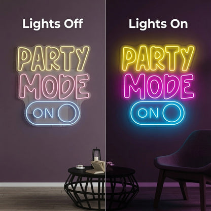 Party Mode Wall Decor LED Neon Sign - 06 Day Night Comparison