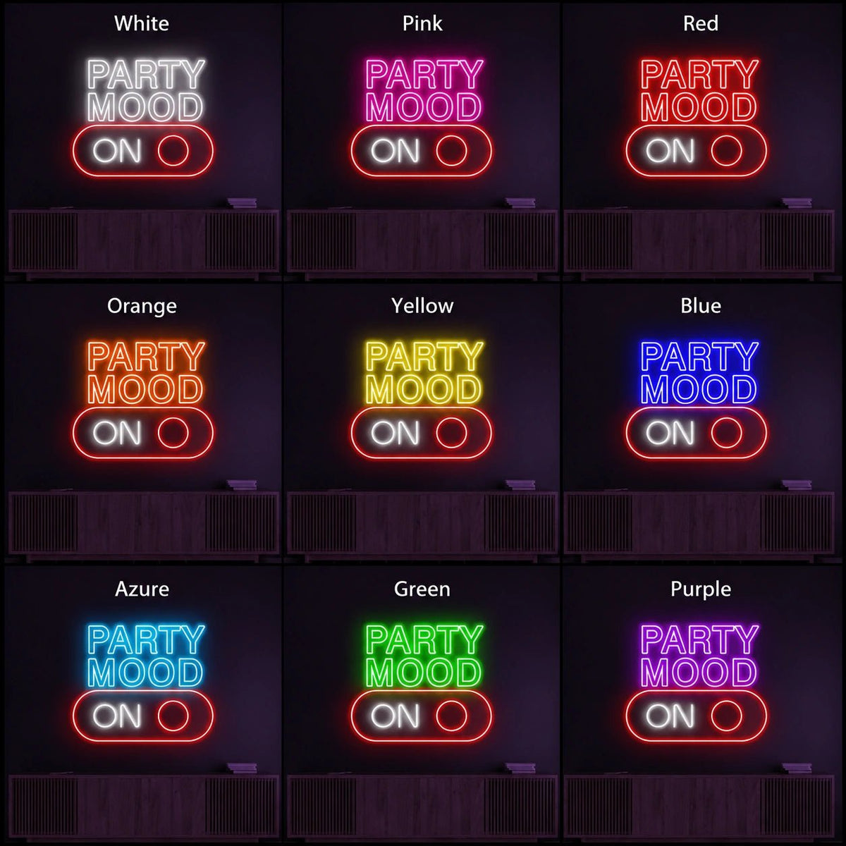 Party Mood On Stacked Script LED Neon Sign - Shineneon