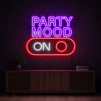 Party Mood On Stacked Script LED Neon Sign - Shineneon