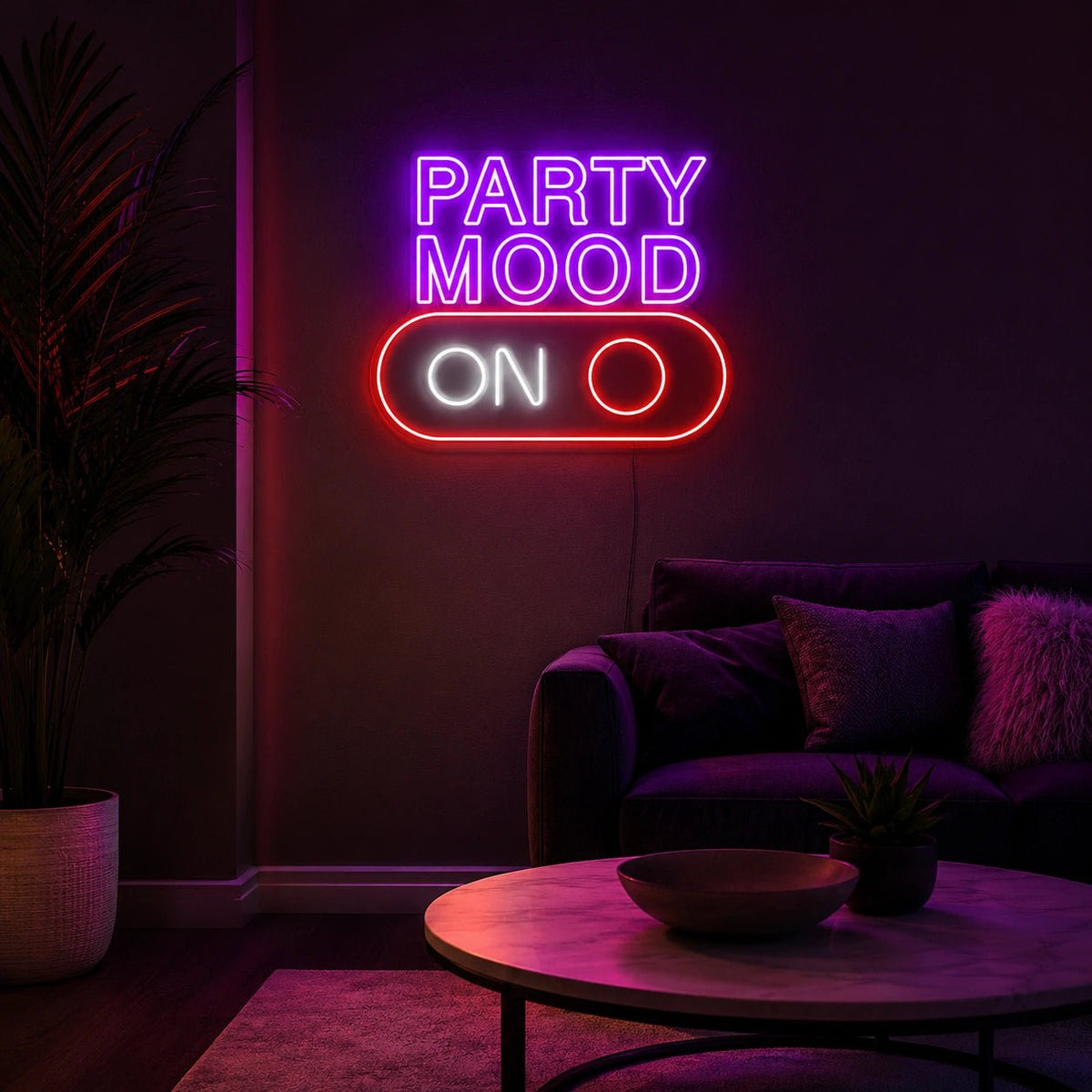 Party Mood On Stacked Script LED Neon Sign - Shineneon