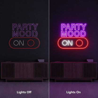 Party Mood On Stacked Script LED Neon Sign - Shineneon