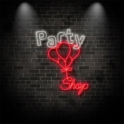 Party Shop With Balloons V2 Neon Sign | Shineneon