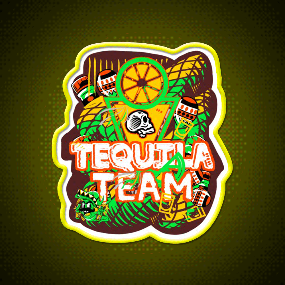 Party Team Party Drink Tequila Led Neon Sign Rgb Color - Custom LED neon sign front view