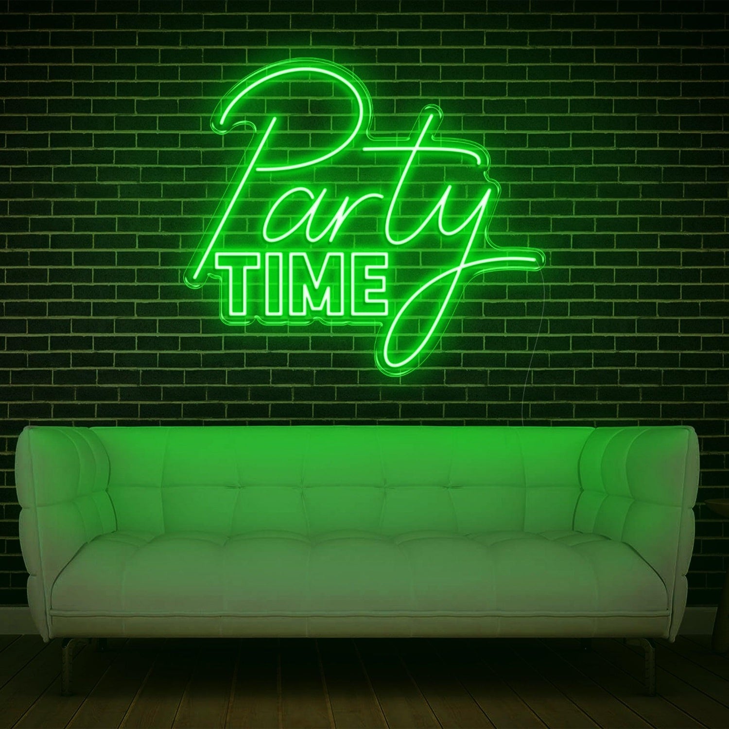 Party Time Flowing Script Bold Block Light Blue Led Neon Sign For Home Bar Wall Decor | Shineneon