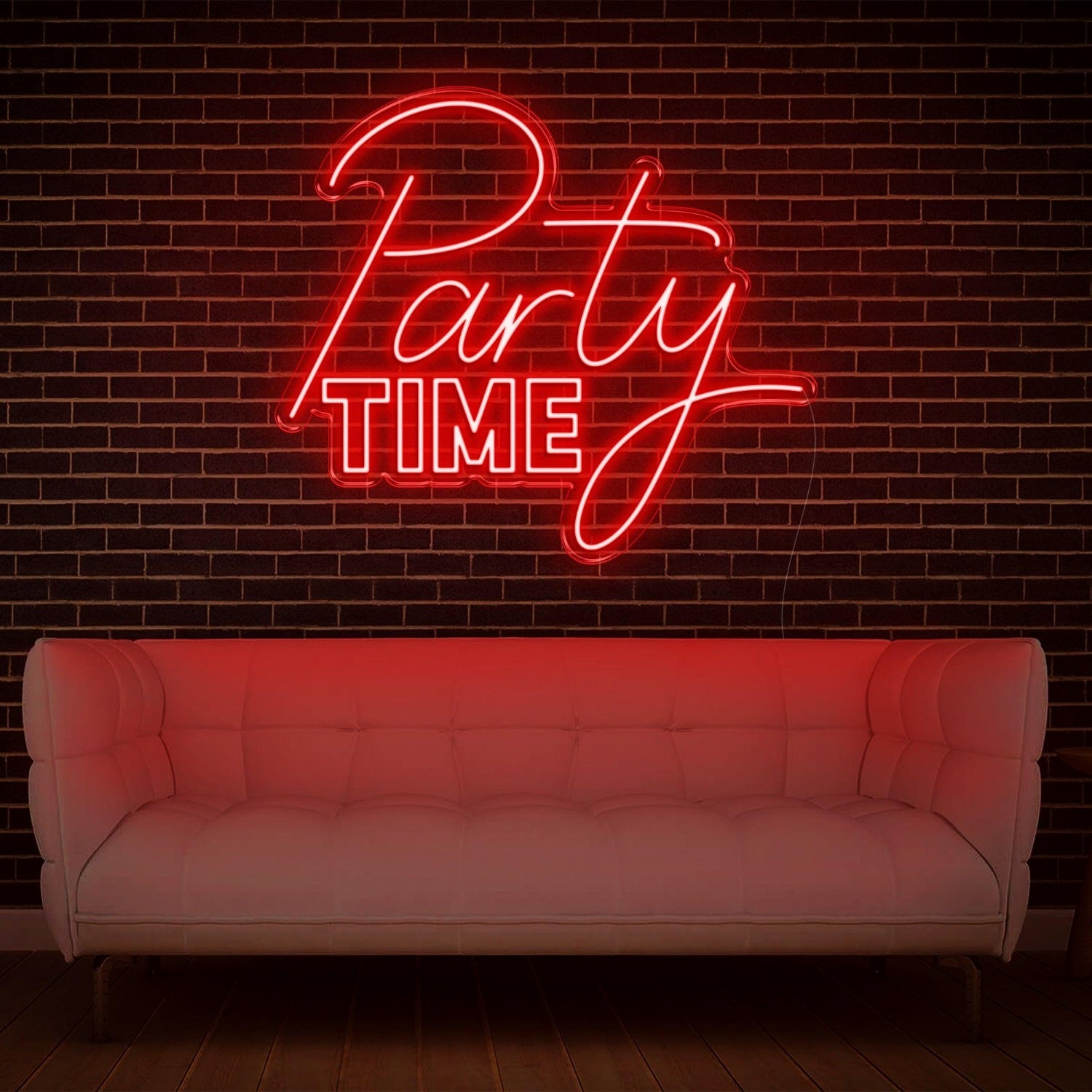 Party Time Flowing Script Bold Block Light Blue Led Neon Sign For Home Bar Wall Decor | Shineneon