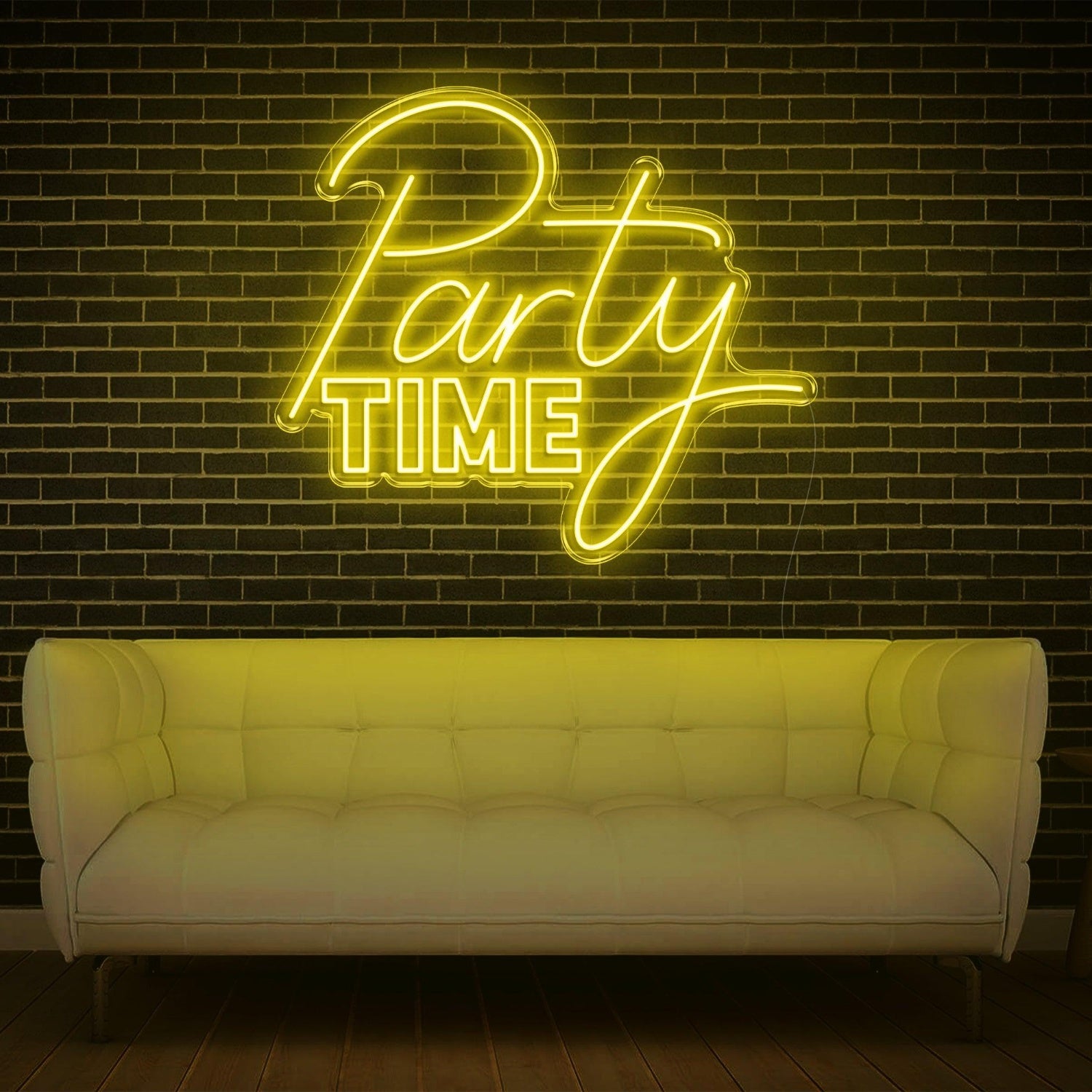 Party Time Flowing Script Bold Block Light Blue Led Neon Sign For Home Bar Wall Decor | Shineneon