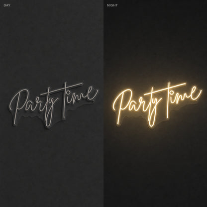 Party Time LED Neon Sign Garage Man Cave Neon Sign day and night comparison