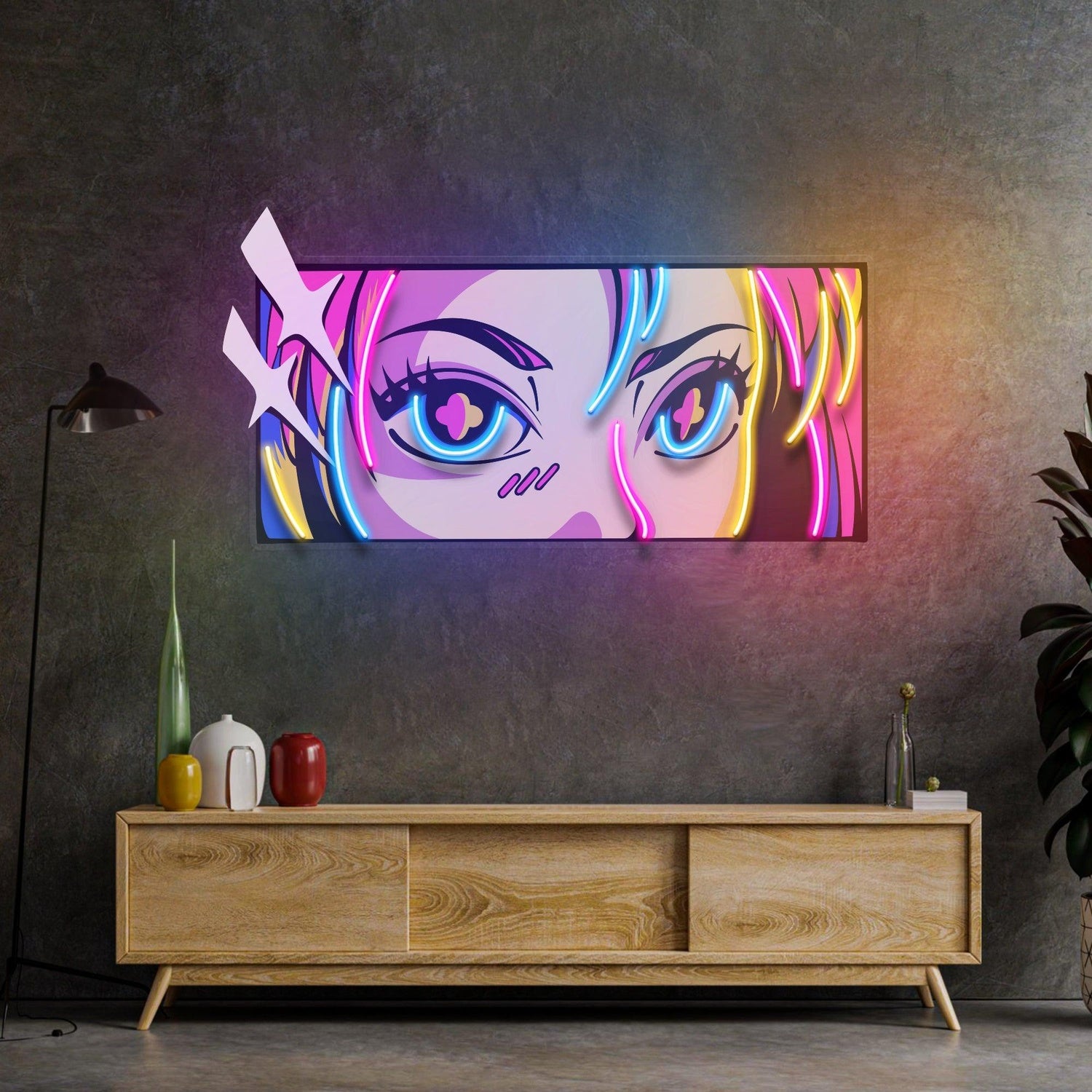 Passionate Eyes Anime-Style Uv Printed Led Neon Sign For Indoor Wall Art | Shineneon