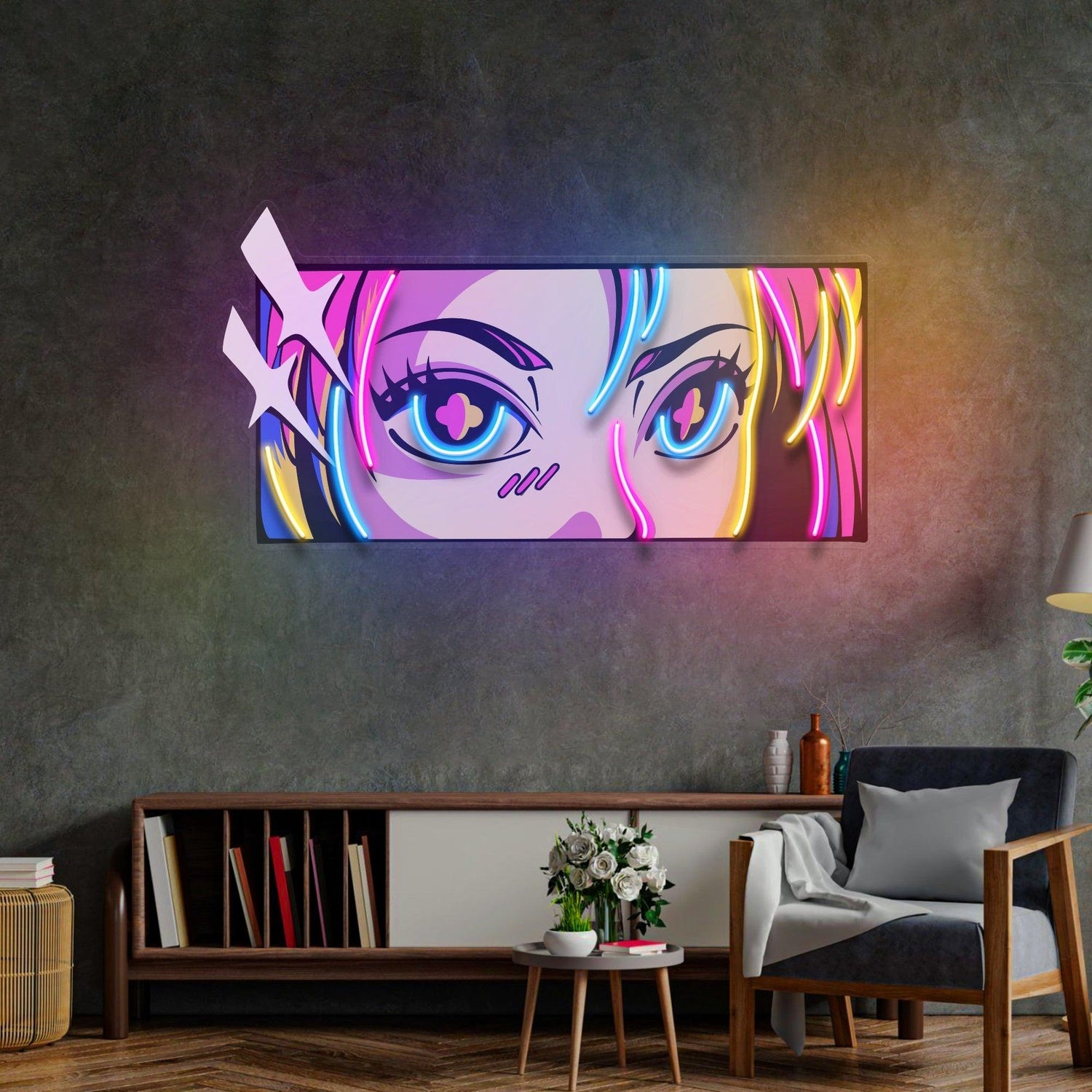 Passionate Eyes Anime-Style Uv Printed Led Neon Sign For Indoor Wall Art | Shineneon