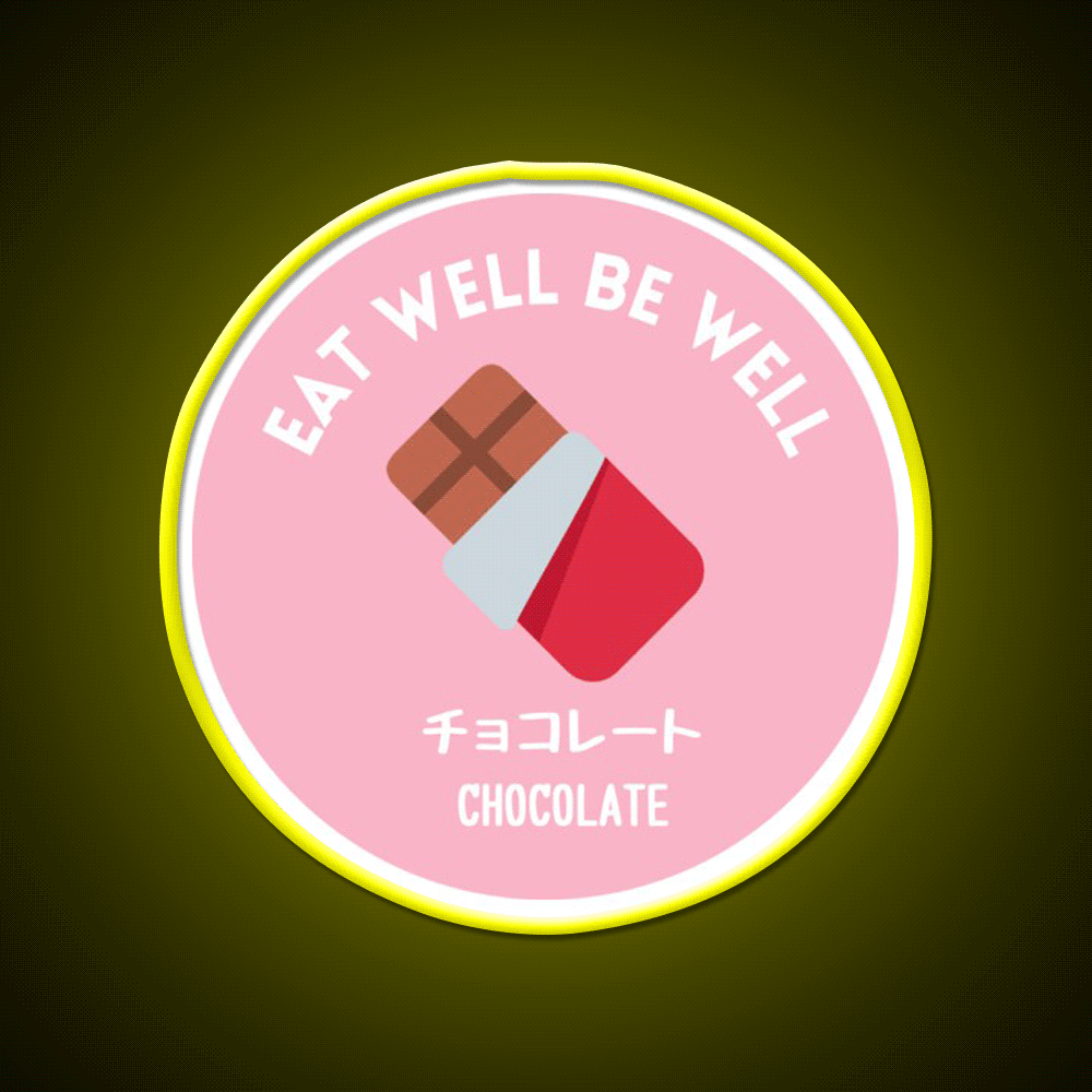 Pastel Pink Chocolate Bar Japanese Food Snack Food Led Neon Sign Rgb Color - Custom LED neon sign front view