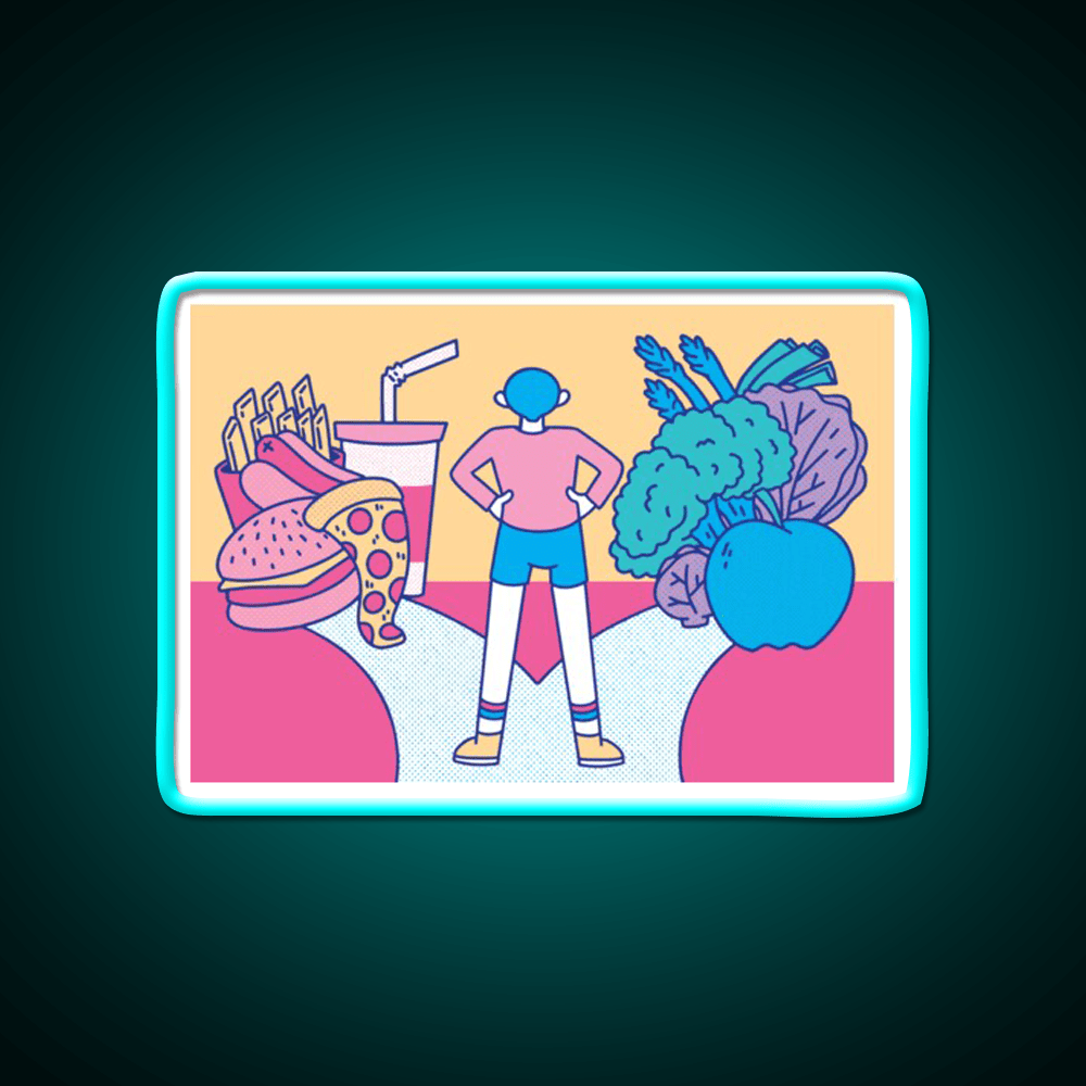 Path Between Fast Food And Healthy Food Led Neon Sign For Burger Place Rgb Color - Shineneon