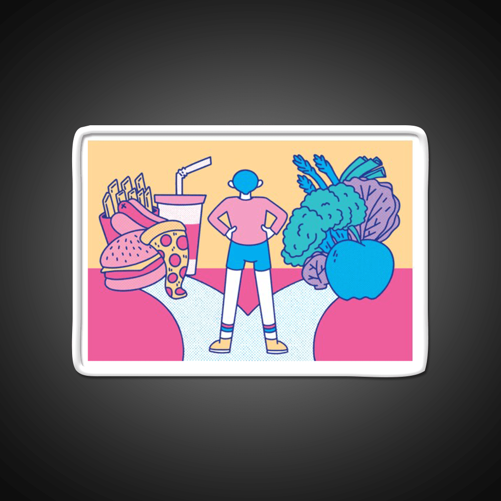 Path Between Fast Food And Healthy Food Led Neon Sign For Burger Place Rgb Color - Shineneon