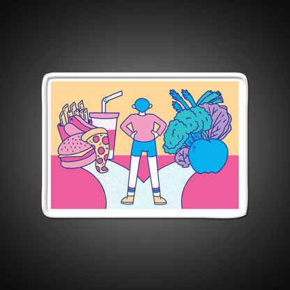 Path Between Fast Food And Healthy Food Led Neon Sign For Burger Place Rgb Color - Shineneon